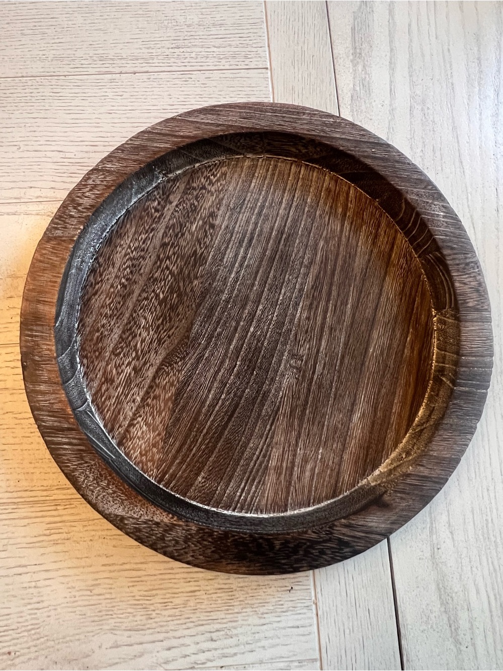 Handcrafted Dark Brown Wooden Serving Tray/Decor